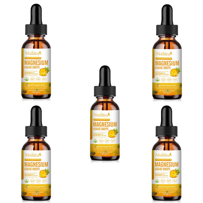Mulittea Magnesium Glycinate Drops – Pineapple Flavor for Mood Calm, Muscle Relaxation, Sleep Support & Nerve Health