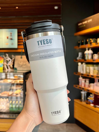 Tyeso Double-Layer Insulated Coffee Cup – Large Capacity Portable Stainless Steel Ice Cream Cup