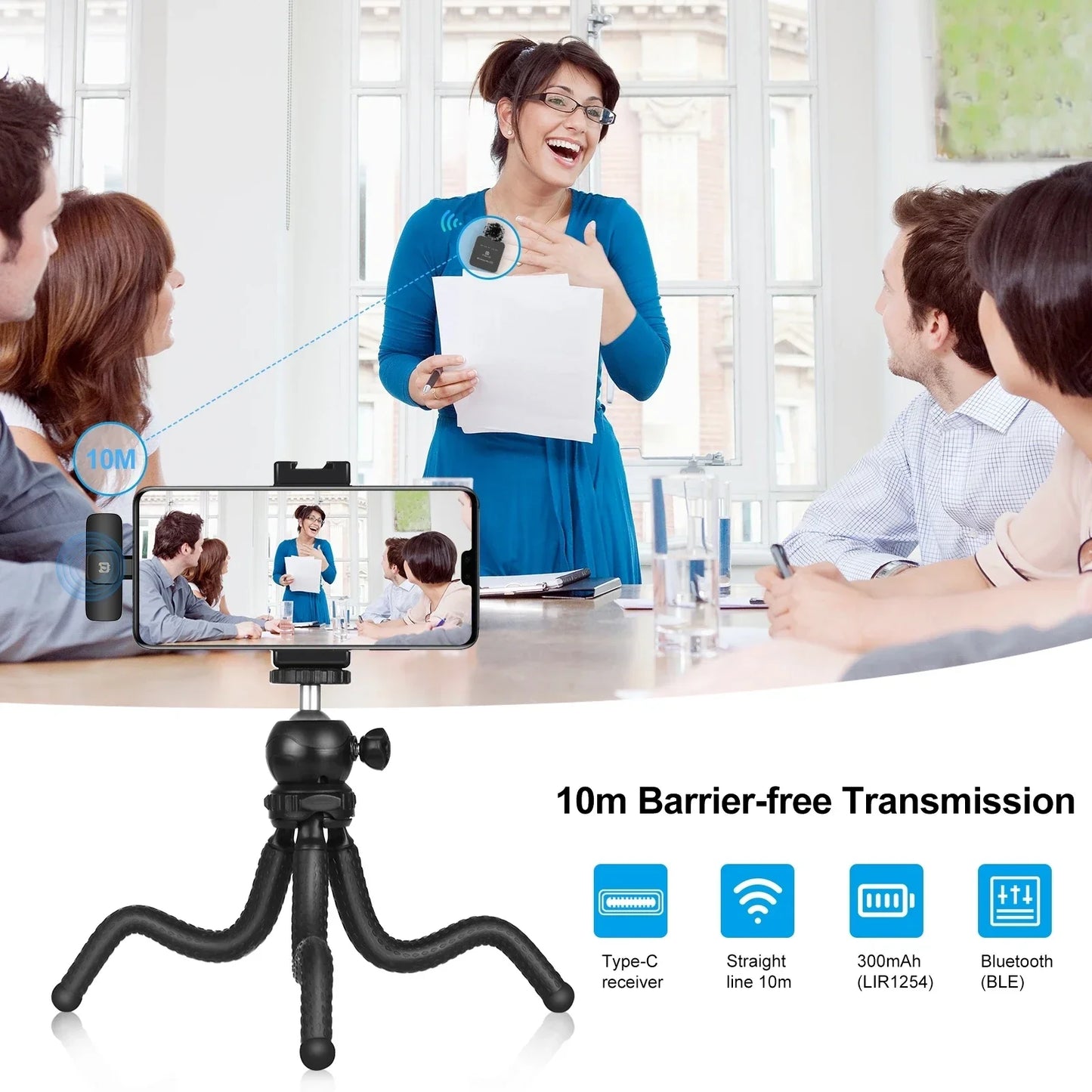PULUZ Wireless Lavalier Microphone – Portable Mini Mic for iPhone & Android, Audio/Video Recording & Live Broadcast
