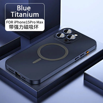 Aluminum Metal Frame Magnetic Case - MagSafe Wireless Charging Cover with Lens Protection for iPhone 12, 13, 14, 15, 16 & 17 Pro Max