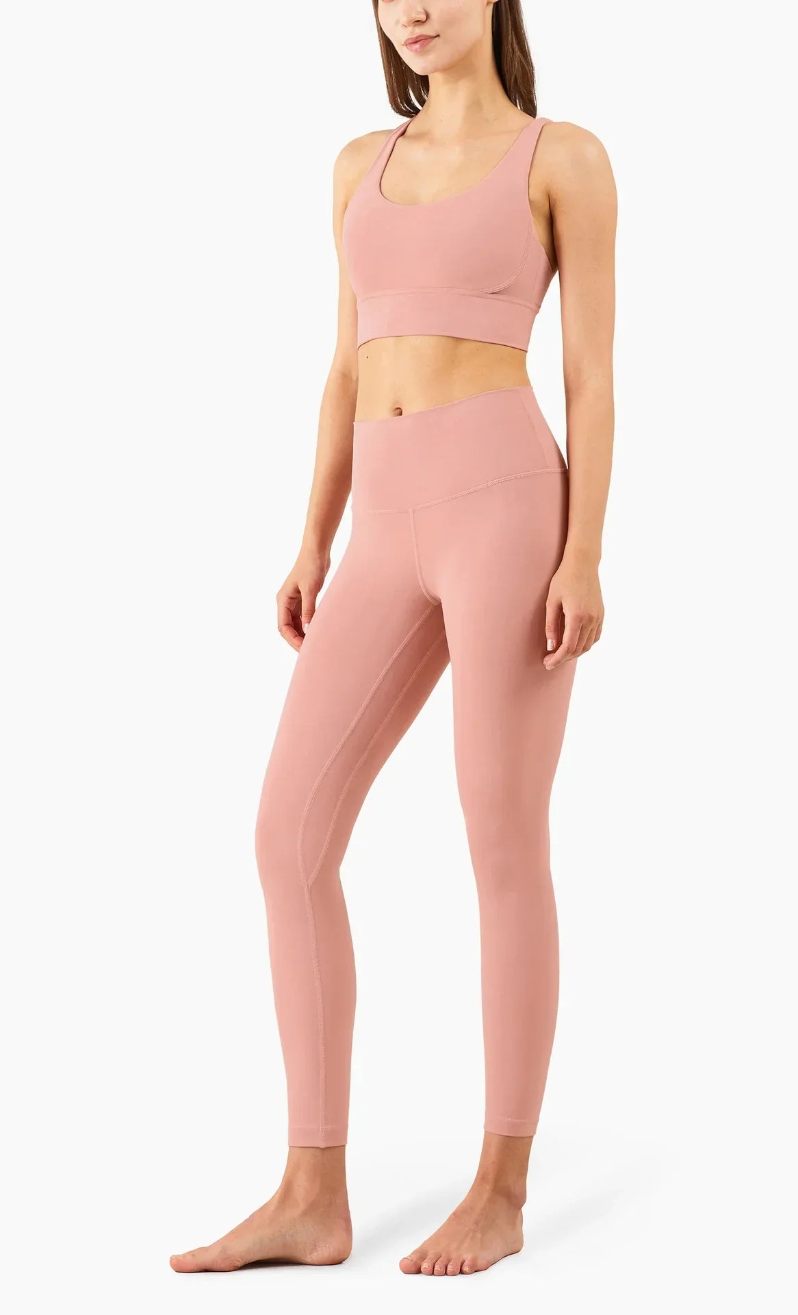 Summer 2 Piece Women's Yoga Tracksuit - Cross-Back Nylon Top and Leggings Athletic Set for Pilates and Fitness
