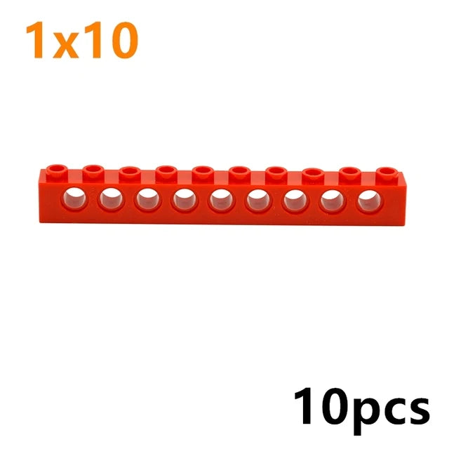 Technical Building Block Long Beam with Holes – Thick MOC Studded Bricks Compatible with 3703, 32018, 3895, 2730, 3894, 3701, 3700