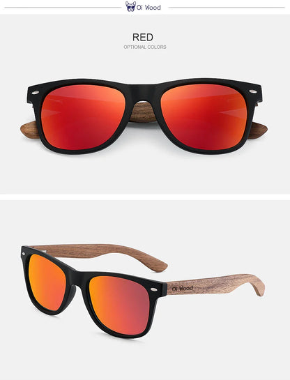 Oi Wood Natural Wooden Polarized Sunglasses for Men – Fashion Sun Glasses with TR90 Frames