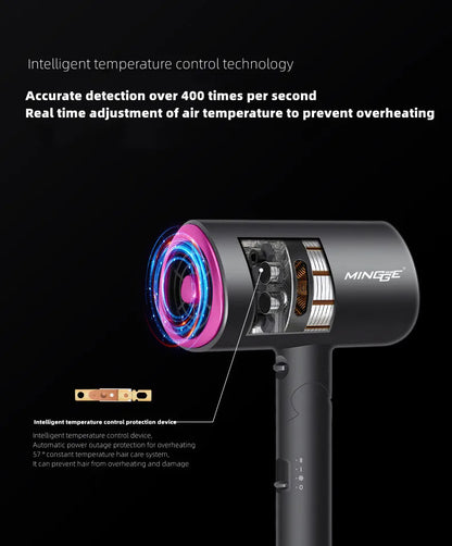 Professional Foldable Hair Dryer with Negative Ions & Blue Light – High Power Salon & Home Use