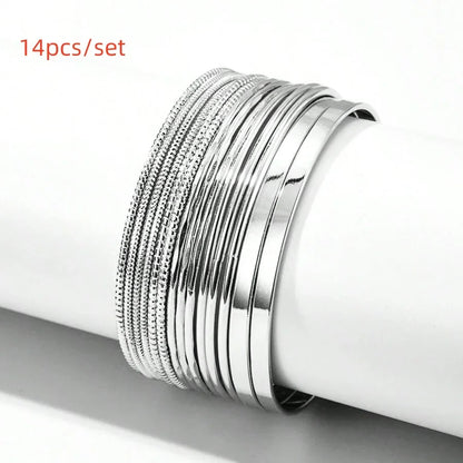 12Pcs Punk Curb Cuban Chain Bracelet Set for Women – Gold Miami Boho Thick Charm Bangles Fashion Jewelry