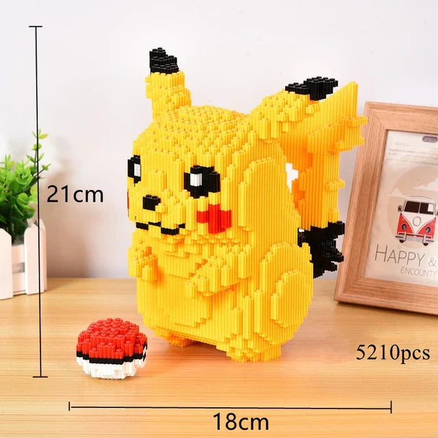 5210PCS Anime Pokemon Pikachu Diamond Micro Building Blocks - Mini Bricks Model, Challenging Decompression Toy Gift