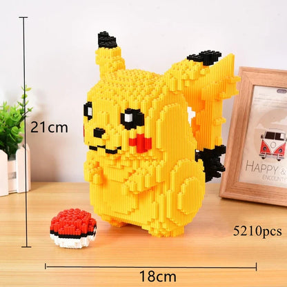 5210PCS Anime Pokemon Pikachu Diamond Micro Building Blocks - Mini Bricks Model, Challenging Decompression Toy Gift