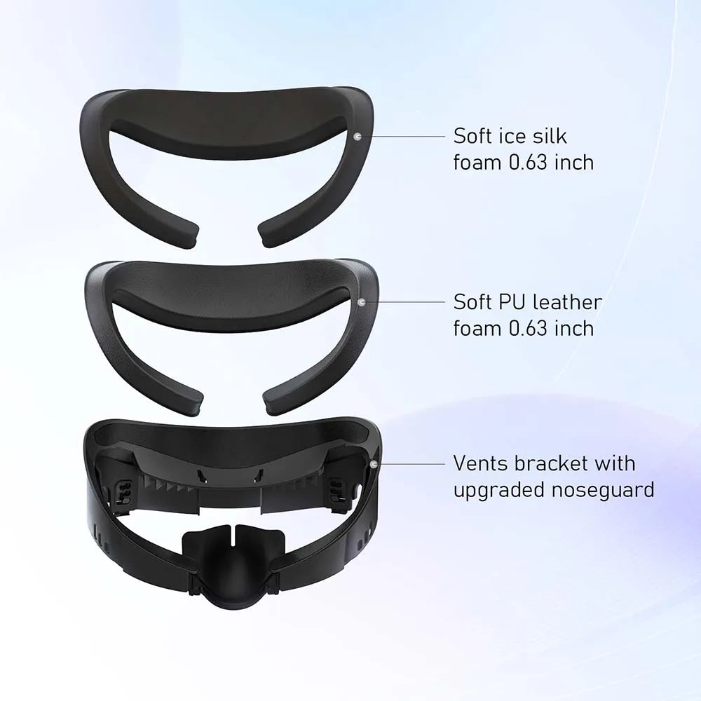 AMVR 3-in-1 Face Mask Cover for Meta Quest 3 – PU Leather & Ice Silk Replacement Pad, Upgraded Version