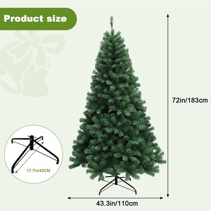 6-7ft Pre-Lit Artificial Christmas Tree — Hinged Xmas Tree with LED Lights & 8 Lighting Modes for Home Decor