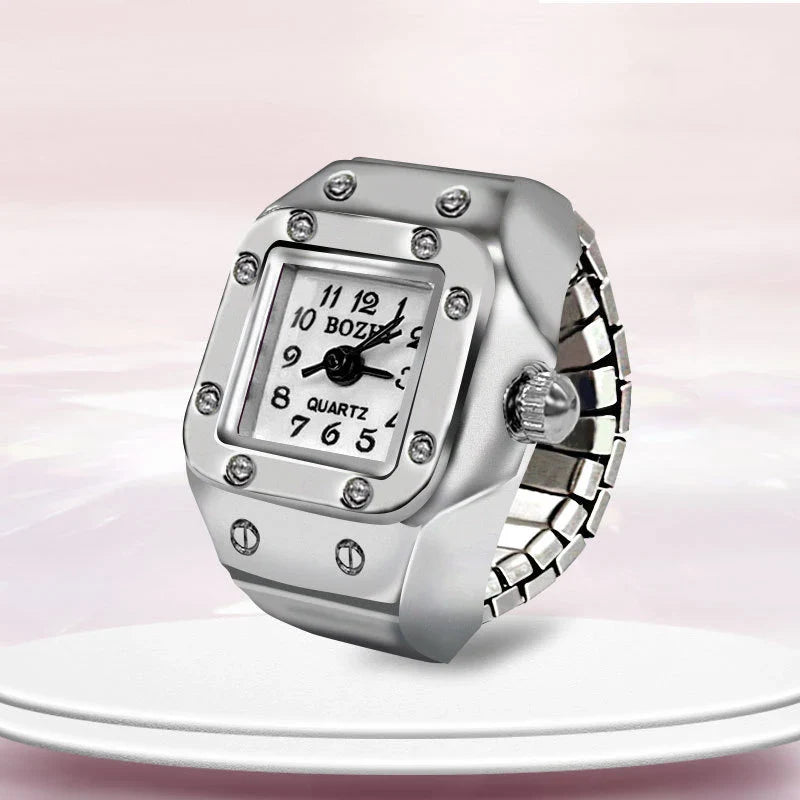 Kiss Jewelry Digital Quartz Finger Watch Ring – Mini Elastic Punk Style Clock Ring for Women, Men & Couple Teens Accessory
