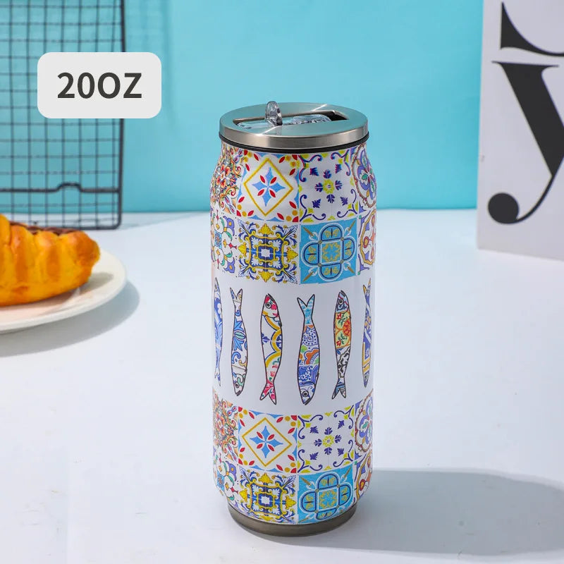 500ML Stainless Steel Insulated Cup - 304 Steel Tumbler with Straw for Cold Drinks & Kitchen Use