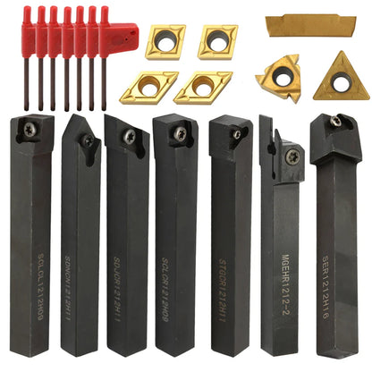8-16mm Lathe Turning Tool Holder — Boring Bar & CNC Metal Cutter Rod with Shank and Inserts