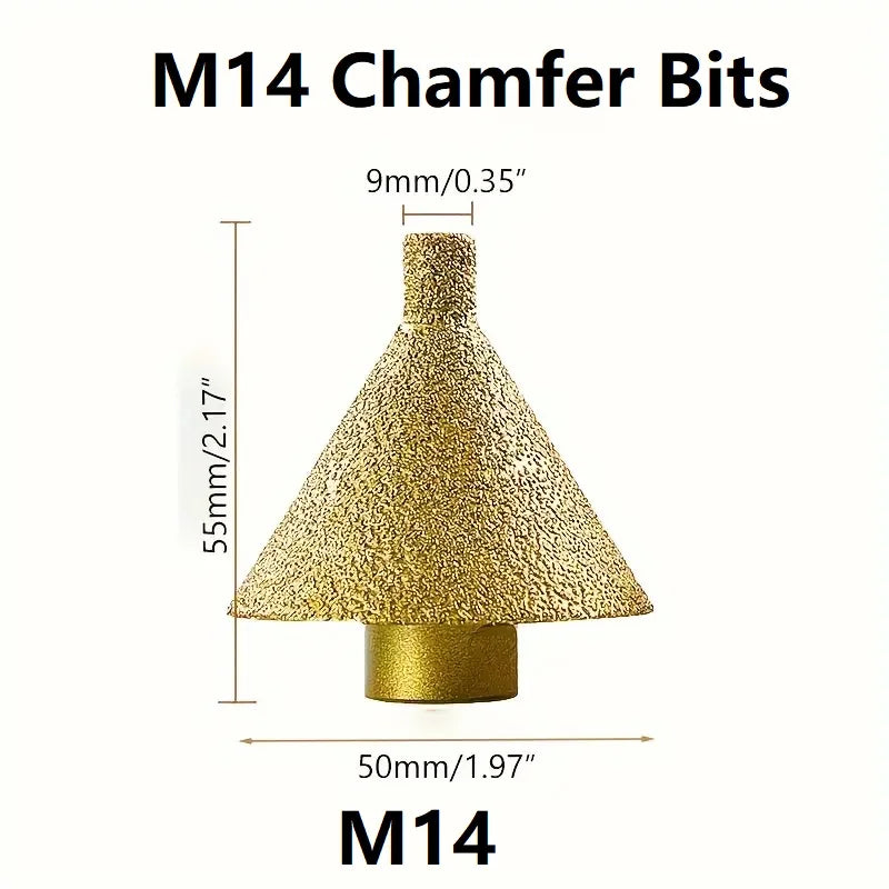 Diamond Chamfer Core Drill Bit - M10 M14 Enlarged Hole Beveling Grinding Tool for Granite, Marble, Tile & Stone Cutting