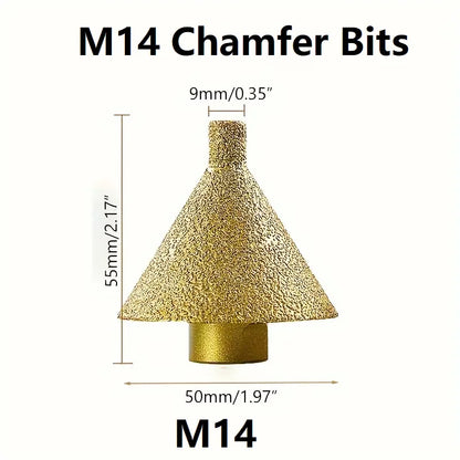 Diamond Chamfer Core Drill Bit - M10 M14 Enlarged Hole Beveling Grinding Tool for Granite, Marble, Tile & Stone Cutting