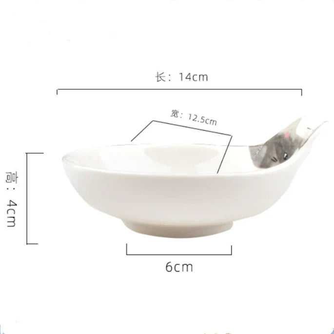 Cartoon Cat Face Ceramic Bowl — Cat-Shaped Salad, Dessert, and Rice Bowl for Kids, Home Kitchen Tableware