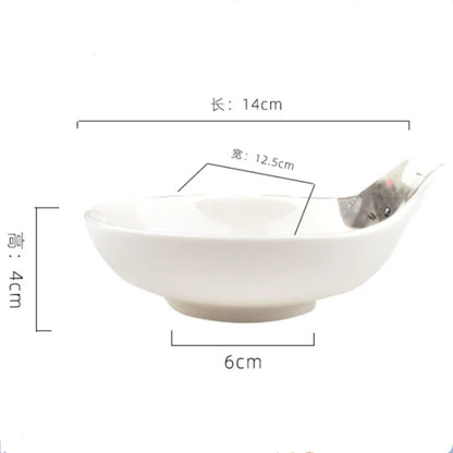 Cartoon Cat Face Ceramic Bowl — Cat-Shaped Salad, Dessert, and Rice Bowl for Kids, Home Kitchen Tableware