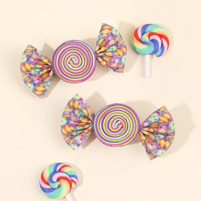 2-Piece Candy Bow Hair Clips – Sweet Strawberry & Heart Print Barrettes for Girls & Kids