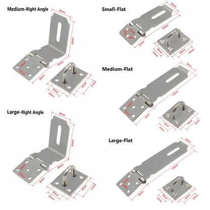 Stainless Steel Padlock Hasp Lock | 90° Right Angle Door Clasp, Shed Gate Latch, Burglar-Proof Household Bolt Buckle