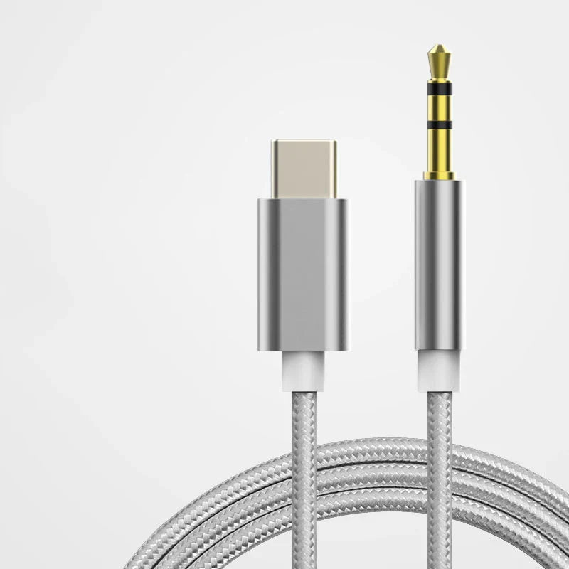 USB-C to 3.5mm Aux Audio Cable — Headphone & Speaker Adapter for Samsung S20/S21/Note 20/Tab S7
