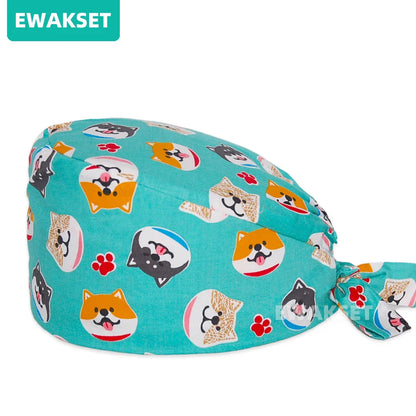 Unisex Soft Scrub Cap – Cartoon Print Surgical Hat for Men and Women, Operating Room Nursing Accessories