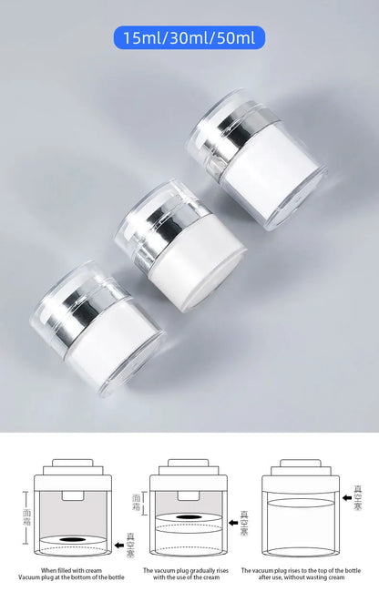 15/30/50g Empty Airless Pump Jar — Refillable Acrylic Vacuum Bottle for Makeup, Lotion & Cosmetics