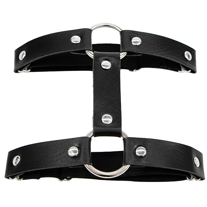 Sexy Leather Thigh Garter Belt – PU Punk Elastic Harness Leg Strap for Women & Girls