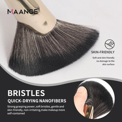 MAANGE Angled Blush & Bronzer Brush – Dense Premium Makeup Brush for Face Contouring & Highlighting, Ideal for Creams & Powders