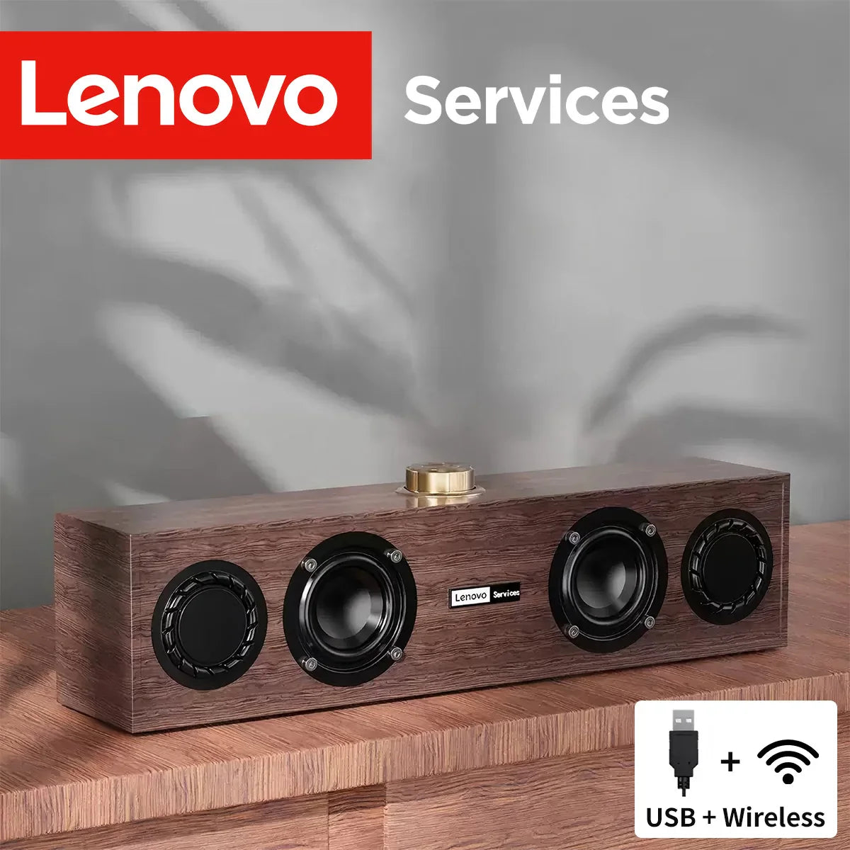 Lenovo C02 Multimedia Bluetooth Speaker – Wired & Wireless Retro Dual-Mode Subwoofer for TV, Computer & Mobile Devices