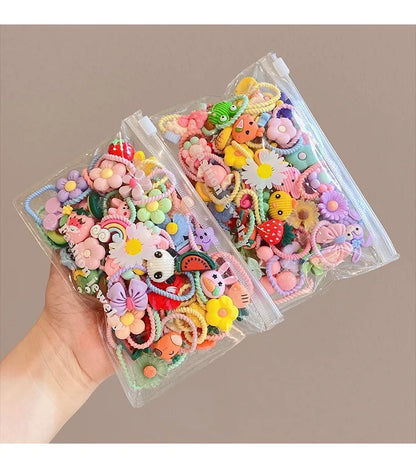 40PCS/10PCS Cute Flower Hair Bands for Girls – Elastic Hair Rings for Kids Birthday Party Headwear