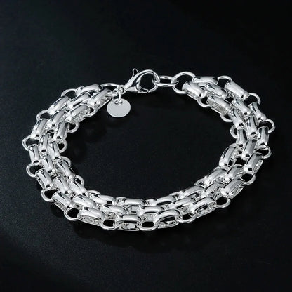 Fine 925 Sterling Silver Chain Bracelet – Solid Charm Jewelry for Women & Men, Party, Wedding & Fashion Gift