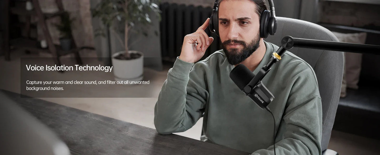 FDUCE SL40X/SL40 USB & XLR Dynamic Microphone – Built-in Headset Output & Sound Insulation for Podcasts, Gaming & Live Broadcast