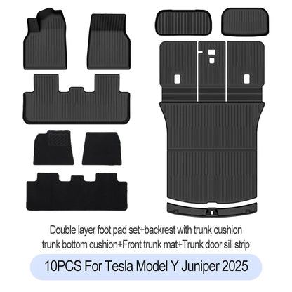 Tesla Model Y Juniper 2025+ TPE Floor Mats Set – Premium All-Weather Cargo & Trunk Liner, Wear-Resistant Car Interior Foot Protection Mats