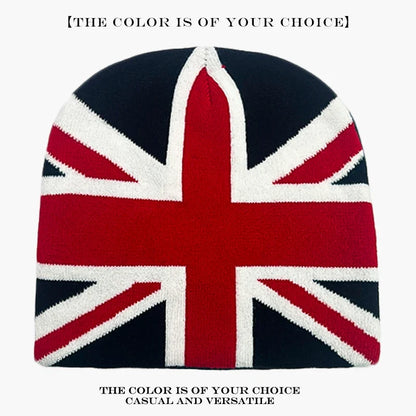 Union Jack Jacquard Knit Beanie - Warm Casual Streetwear Hat for Men & Women