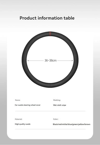 All-Season Suede Steering Wheel Cover — Ultra-Thin, Non-Slip, Breathable Fit for Round & D-Shaped Wheels