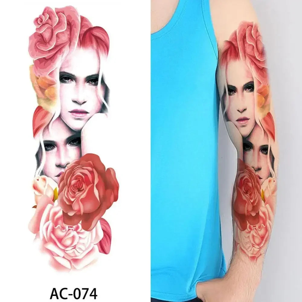 16 Designs Full Arm Temporary Tattoo Sleeves - Waterproof Body Art Stickers for Men & Women Fashion Style