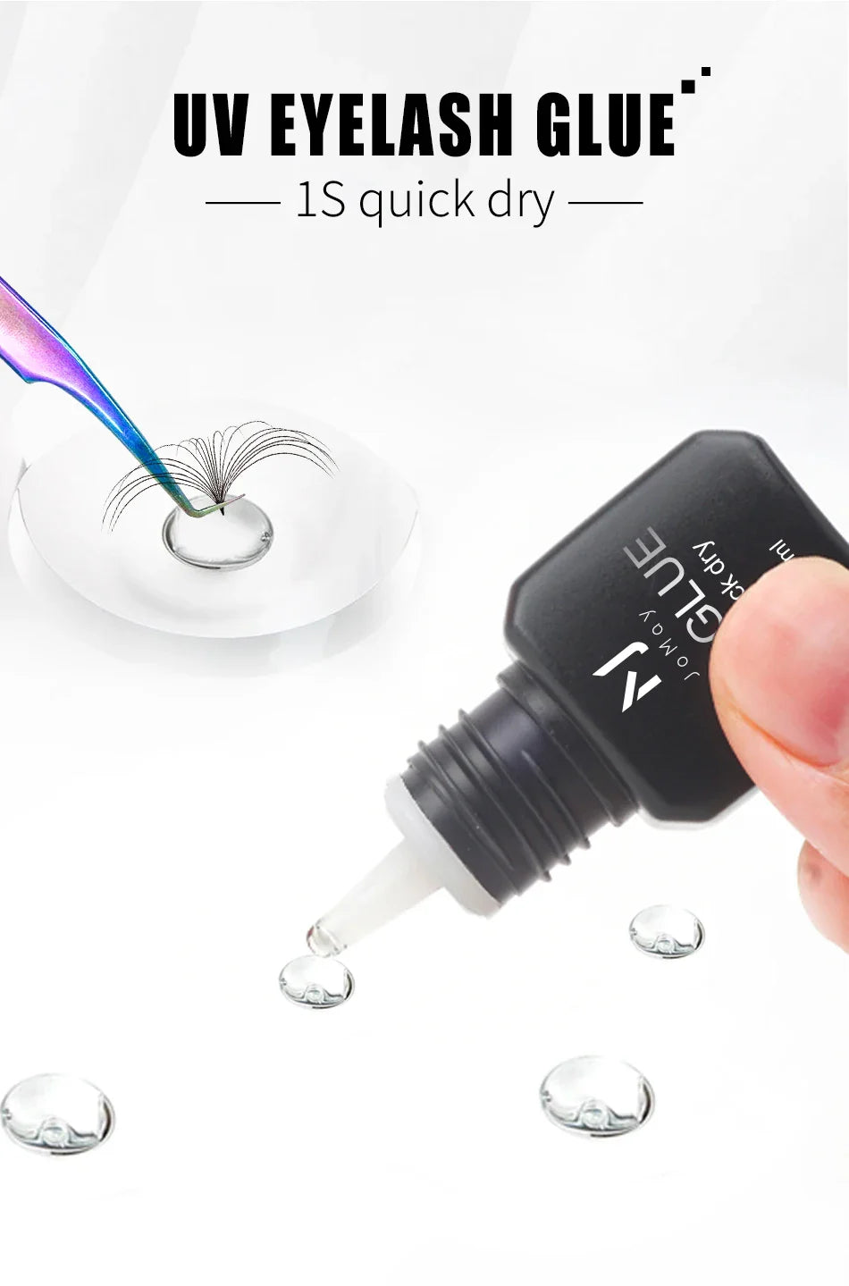 JOMAY UV Eyelash Extension Glue – 0.1s Fast-Drying, Strong & Long-Lasting Adhesive