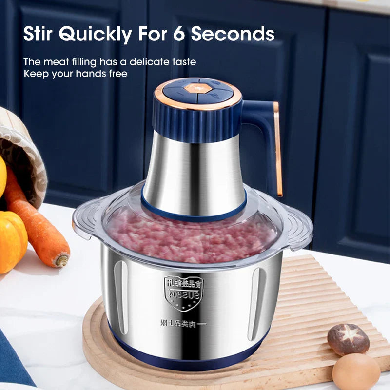 5L Electric Meat Grinder – 304 Stainless Steel Food Crusher & Multifunctional Vegetable Chopper for Baby Food