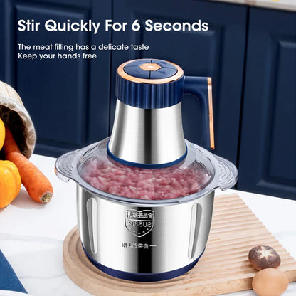 5L Electric Meat Grinder – 304 Stainless Steel Food Crusher & Multifunctional Vegetable Chopper for Baby Food