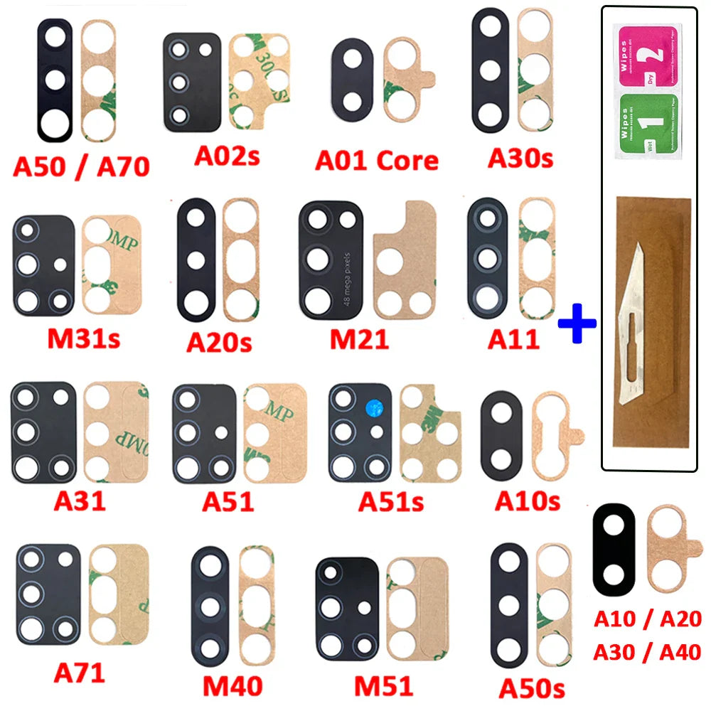 Rear Camera Glass Lens Replacement with Adhesive for Samsung M Series & A Series (M51, A10s, A20s, A12, A50s, A51, A71, M21, M31s)