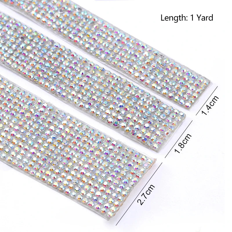 1 Yard Self-Adhesive Crystal Rhinestone Sticker Diamond Ribbon - DIY Rhinestone Arts Crafts for Car, Phone Decoration