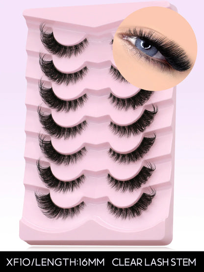 GROINNEYA Cat Eye False Eyelashes – Natural Long Clear Band Winged End Faux Mink Lashes for Eye-Enhancing Makeup