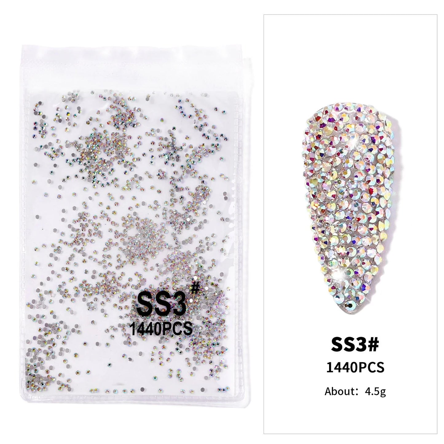 12-Grid 3D Glass AB Crystal Nail Art Rhinestones Kit – Flatback Round Beads with Tools for Nail Jewelry & Diamond Decoration