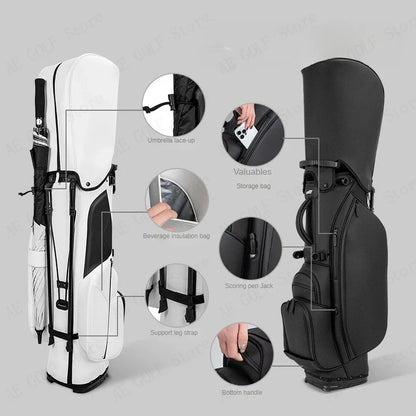 PLAYEAGLE Golf Stand Bag — Lightweight PU Leather Golf Bag with Stand, Multifunctional Golf Rack Bag for Men