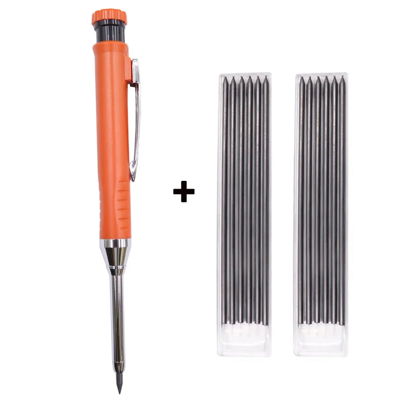 Solid Carpenter Mechanical Pencil – Woodworking Marking Tool with 3 Color Refills, Built-in Sharpener, and Scriber Lead