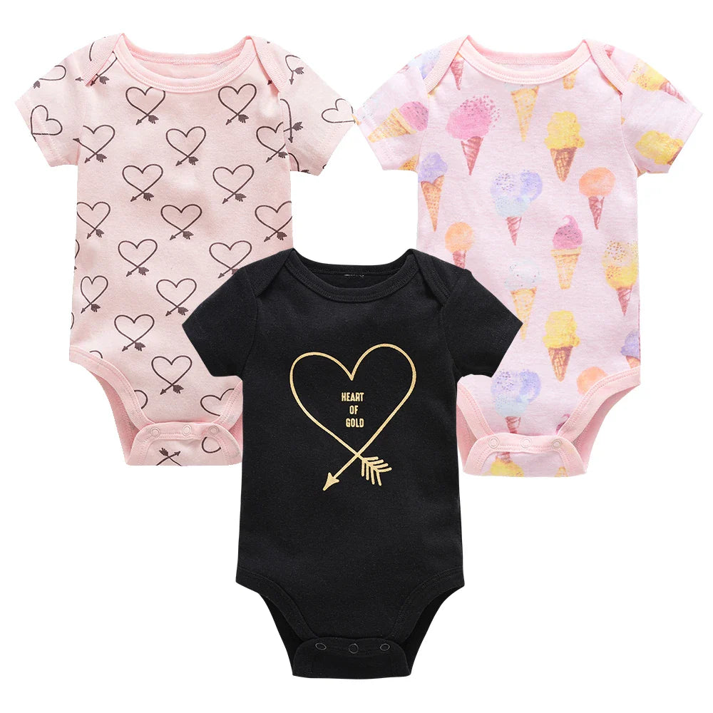 3/6PCS Baby Cotton Bodysuits – Short Sleeve Onesies for Newborns & Toddlers 0-12 Months, Boys & Girls