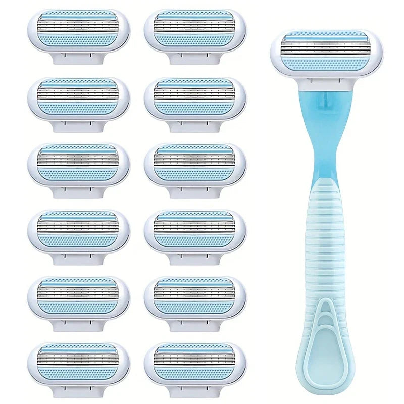 Women’s 3-Layer Safety Razor – Stainless Steel Manual Shaver for Body, Bikini, Underarm & Thigh Hair