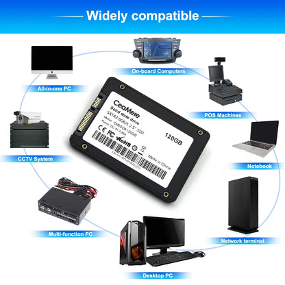 10PCS Solid State Drive SSD — 120GB-1TB SATA3 2.5” Internal Hard Drive for Laptop & Desktop