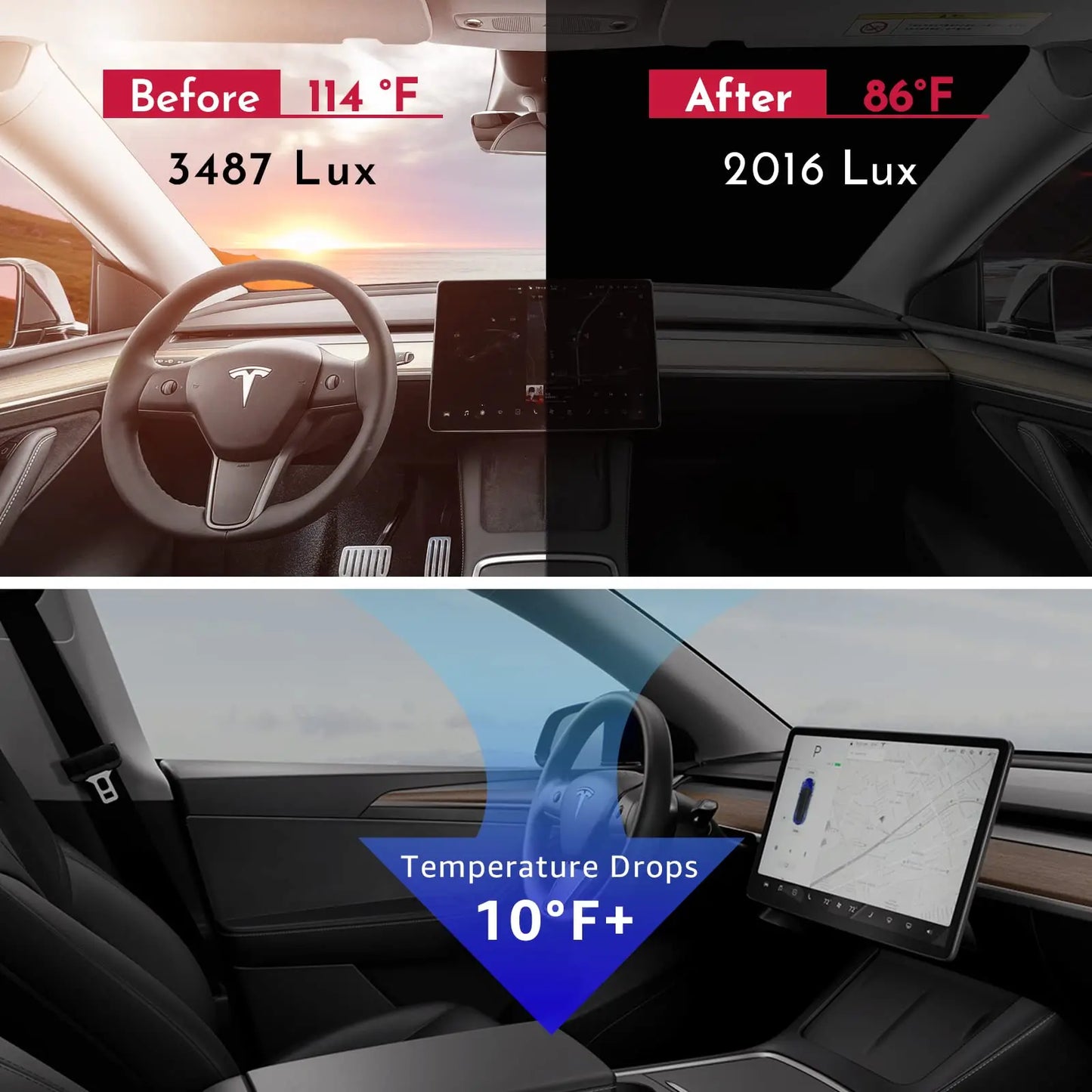 Tesla Windshield Sunshade Folding Front Window Cover – Heat Protection Visor for Model Y & Model 3 2025 Accessories