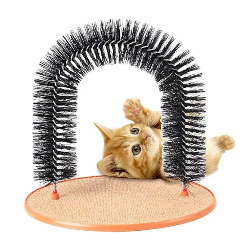 Cat Toy Arch - Self-Grooming Massage Brush with Scratching Pad, Interactive Toy for Cats