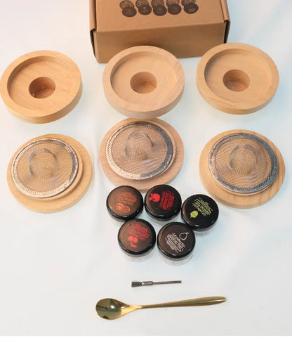 Cocktail Smoker Kit — Whiskey Wooden Smoker with Apple, Cherry, Oak & Pecan Wood Chips, Bar & Kitchen Drink Accessory